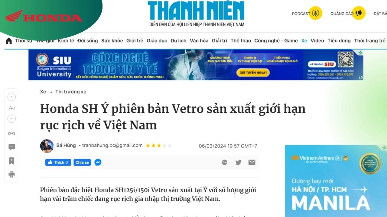 Honda SH Ý phiên bản Vetro sản xuất giới hạn rục rịch về Việt Nam – Báo Thanh Niên –